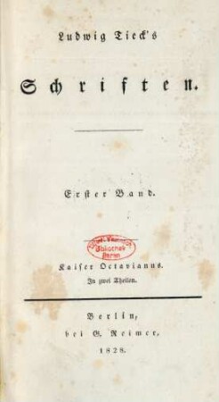 Bd. 1: Kaiser Octavianus : In zwei Theilen
