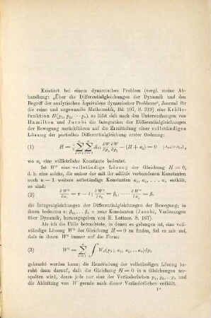 Über die Integration der Hamilton-Jacobischen Differentialgleichung mittelst Separation der Variabeln ...
