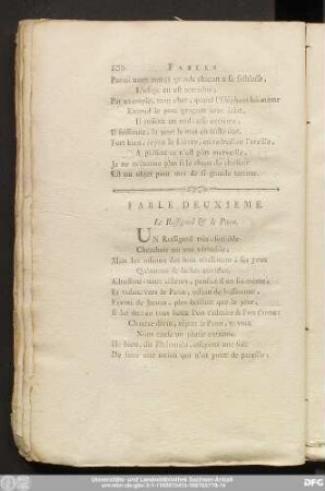 Fable Deuxieme. Le Rossignol & le Paon.