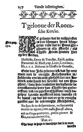 T'gelooue der Roomsche Kercke.