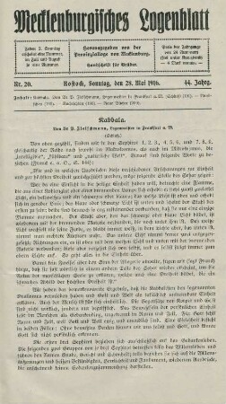 Nr. 20. Rostock, Sonntag, den 28. Mai 1916.