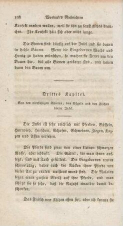 Drittes Kapitel. Von den vierfüßigen Thieren, den Vögeln und den Fischen dieser Insel