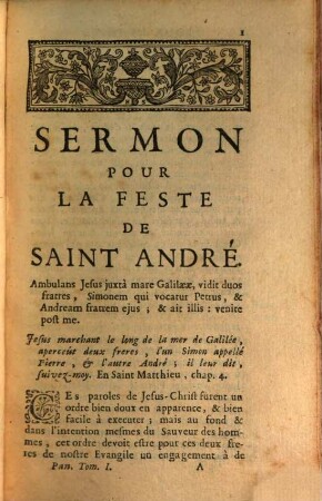 Sermons Du Pere Bourdalouë, de la Compagnie de Jesus, Pour Les Festes Des Saints, Et pour des Vestures & Professions Religieuses. 1