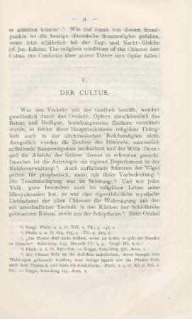 V. Der Cultus