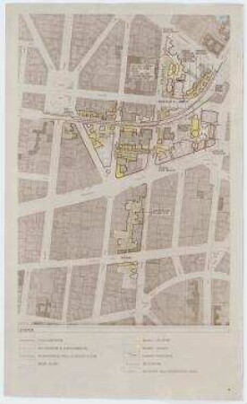 Offener Städtebaulicher Ideenwettbewerb "Fasanenstraße", 1. Stufe (nicht realisiert), 1. Preisgruppe – Lageplan. Berlin-Charlottenburg/Wilmersdorf, Grolmanstraße 41-43, Kantstraße 155-157, Fasanenstraße 81, Fasanenstraße 76-77, Uhlandstraße 18-19