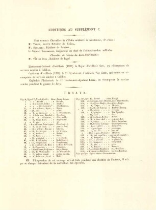 Additions au supplément C