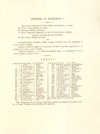 Additions au supplément C
