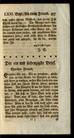 Der ein und siebenzigste Brief