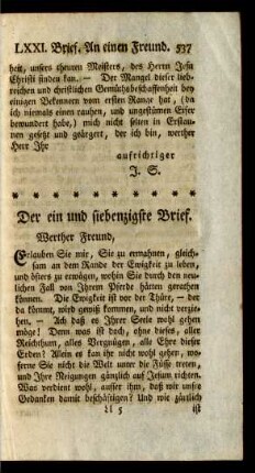 Der ein und siebenzigste Brief