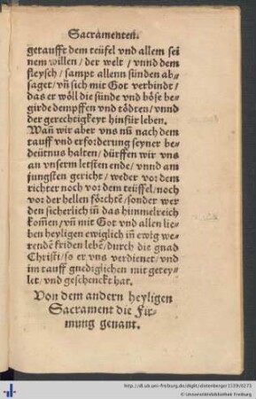 Von dem andern heyligen Sacrament die Firmung genant