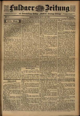 Erste Ausgabe vom Samstag, den 30. Juli 1898.