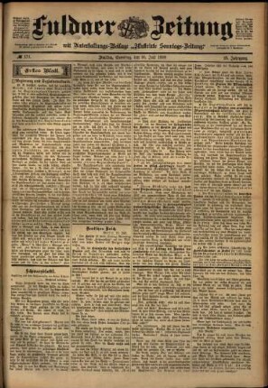 Erste Ausgabe vom Samstag, den 30. Juli 1898.