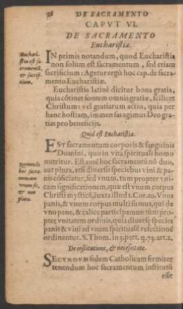 Caput VI. De Sacramento Eucharistiae.