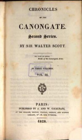 Chronicles of the Canongate : second series ; in three volumes, 3