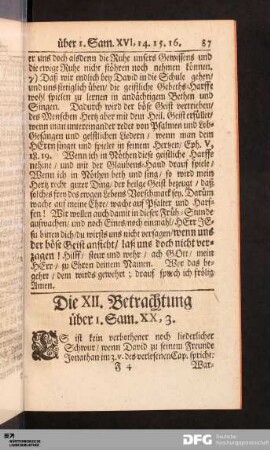 Die XII. Betrachtung über I. Sam. XX, 3.