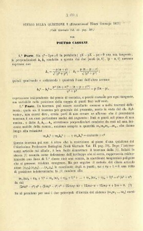 Studio sopra una quistione proposta nell'Educational Times.