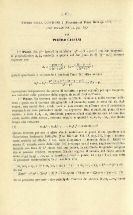 Studio sopra una quistione proposta nell'Educational Times.