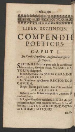 Liber Secundus. Compendii Poetices.