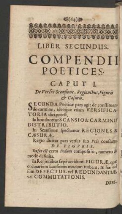 Liber Secundus. Compendii Poetices.