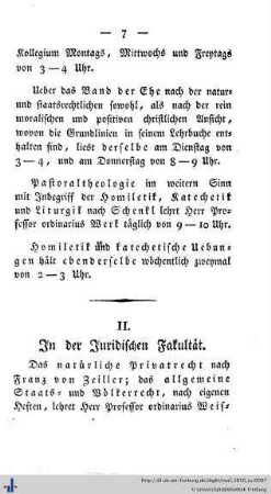 II. In der juridischen Fakultät.