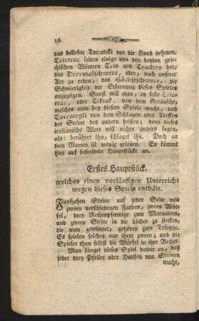 Erstes Hauptstück, welches einen vorläufigen Unterricht wegen dieses Spiels enthält.