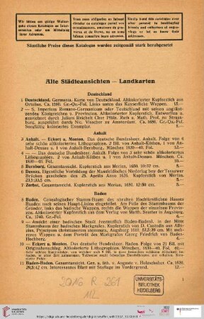 Alte Städteansichten - Landkarten (Nr. 1 - 520)