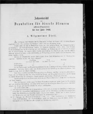 Jahresbericht der Deputation für directe Steuern (Steuer-Deputation) für das Jahr 1893.