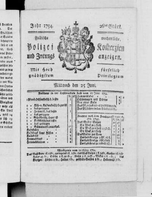 26tes Stück., Ausgabe vom 25. Juni 1794