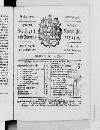 26tes Stück., Ausgabe vom 25. Juni 1794