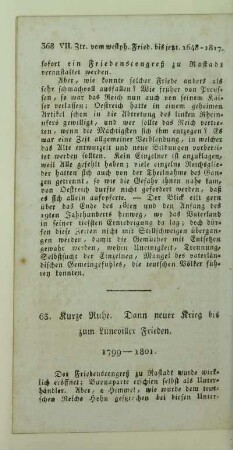63. Kurze Ruhe. Dann neuer Krieg bis zum Lüneviller Frieden. 1799 - 1801