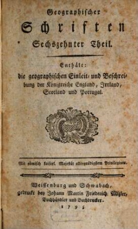 Neue Sammlung geographisch-historisch-statistischer Schriften. 16. 1795