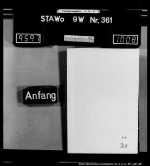 Alphabetisches Urkundenverzeichnis des Kantonnotars Friedrich Wilhelm Ferdinand Wilke zu Stadtoldendorf Band 3 fehlt