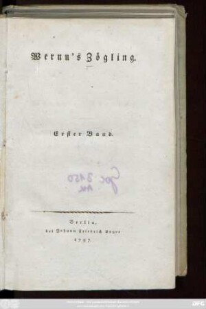 Bd. 1: Wernu's Zögling