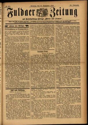 Erste Ausgabe vom Sonntag, den 23. September 1894.