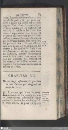 Chapitre VII. De la cause efficiente & prochaine des Pierres qui s'engendrent dans la terre