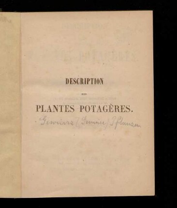 Description des plantes potagères