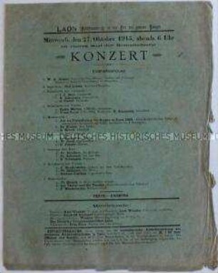 Programm eines Konzertes für die deutsche Armee im besetzten Frankreich