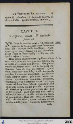 Caput II. De existentia, unitate, et excellentia summa Dei.
