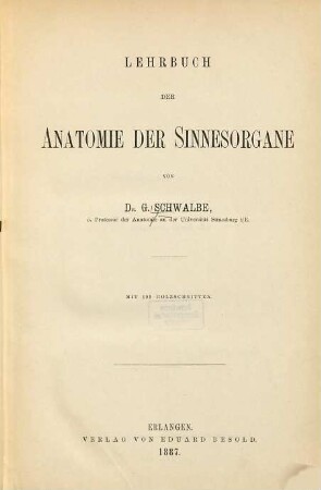 Lehrbuch der Anatomie der Sinnesorgane