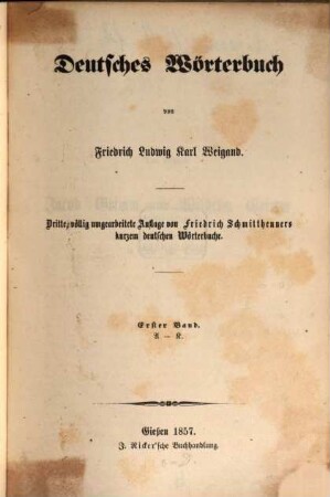 Deutsches Wörterbuch, 1. A - K