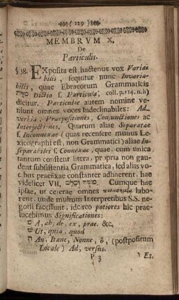 Membrum X. De Particulis. - Membrum XI. De Figuris Etymologicis.