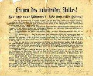 Anti-Kriegs-Flugblatt mit Aufruf zum Kampf für den Sozialismus
