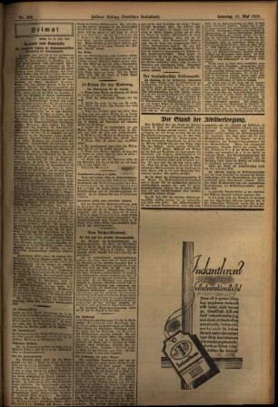 Zweite Ausgabe vom Samstag, den 11. Mai 1929.
