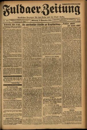 Erste Ausgabe vom Mittwoch, den 19. November 1924.