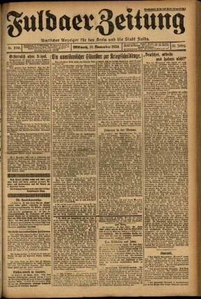 Erste Ausgabe vom Mittwoch, den 19. November 1924.