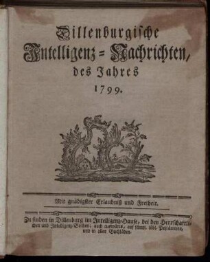 1799: Dillenburgische Intelligenz-Nachrichten, des Jahres 1799