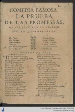 Comedia Famosa. La Prueba De Las Promessas.