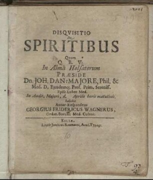 Disquisitio De Spiritibus