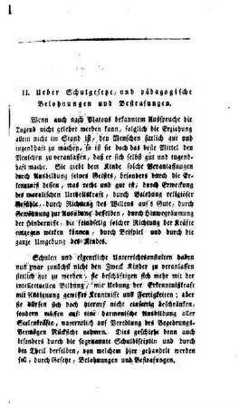 Ueber Schulgesetze, und pädagogische Belohnungen und Bestrafungen
