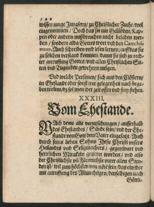 XXXIII. Vom Ehestande.